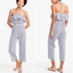 J Crew Jumpsuit Nautical Blue and White Stripe Strapless / Halter